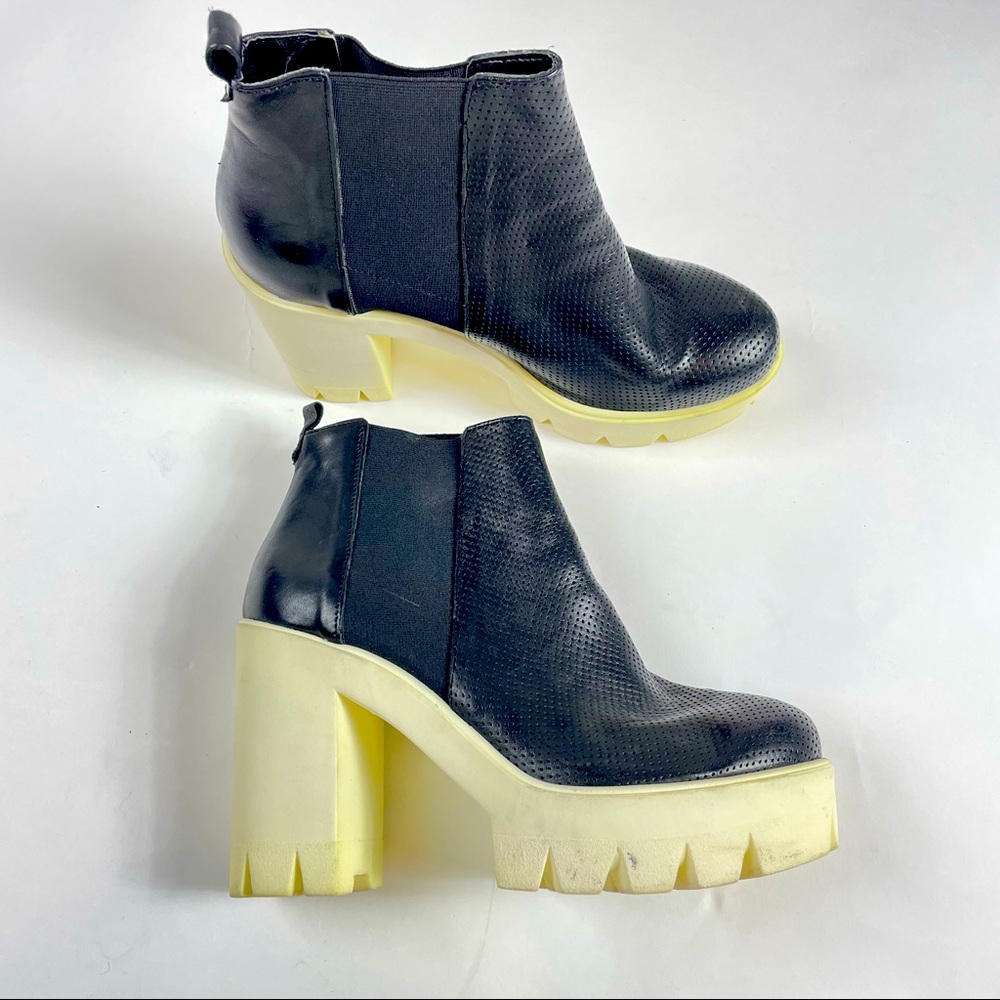 Unlace Leather Ankle Boots Size 40 UK 7.5 US 9.5 Heel Handmade in Italy Black.